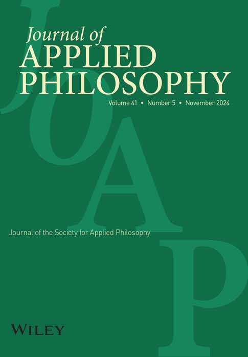 Cover of the Journal of Applied Philosophy. 